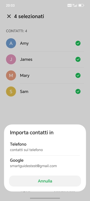 Seleziona il tuo account Google