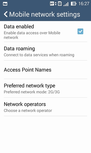 Select Data roaming