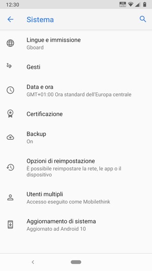 Seleziona Aggiornamento di sistema
