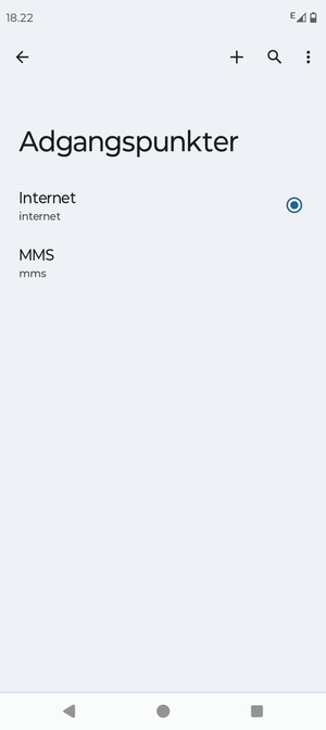 Vælg internetadgangspunktet