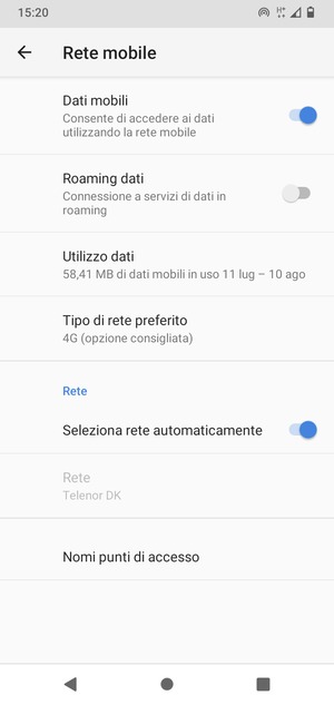 Seleziona Nomi punti di accesso