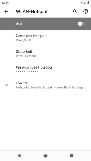 Wählen Sie Passwort des Hotspots