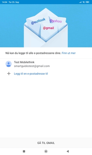 Velg GÅ TIL GMAIL