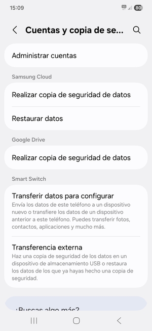 Seleccione Administrar cuentas
