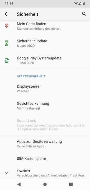 Scrollen Sie und wählen Sie SIM-Kartensperre