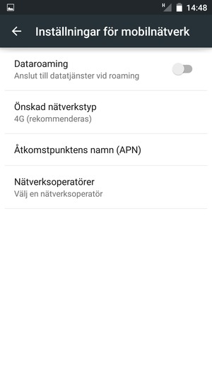 Välj Önskad nätverkstyp