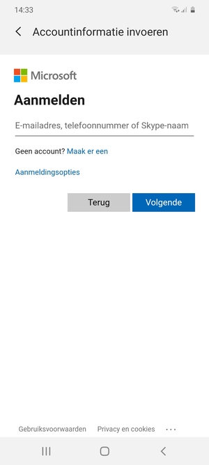 Voer uw Hotmail adres in en selecteer Volgende
