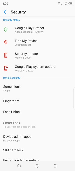 Select Screen lock