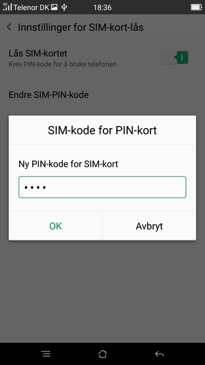 Skriv inn Ny PIN-kode for SIM-kort og velg OK