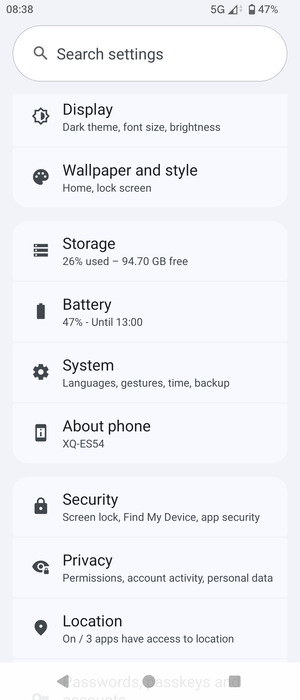 Scroll to and select System