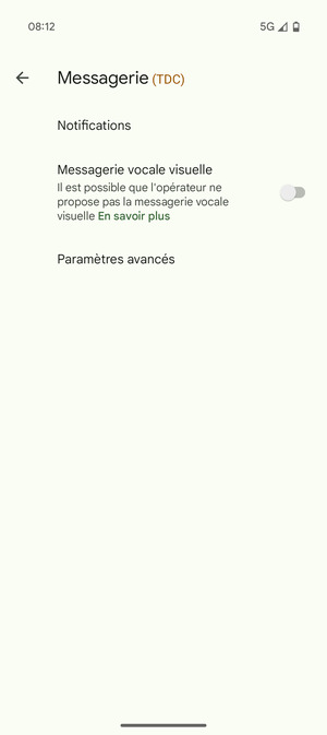 Sélectionnez Paramètres avancés