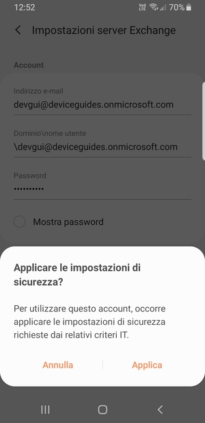 Seleziona Applica