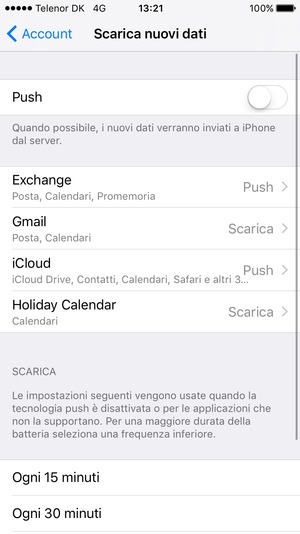 Imposta Push su Off