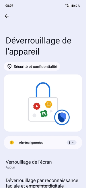 Sélectionnez Verrouillage de l'écran