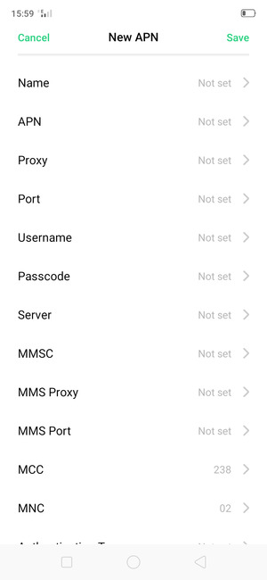 Enter Internet information