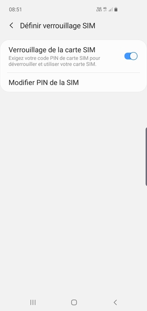 Sélectionnez Modifier PIN de la SIM