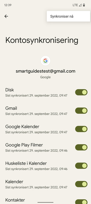 Velg Synkroniser nå