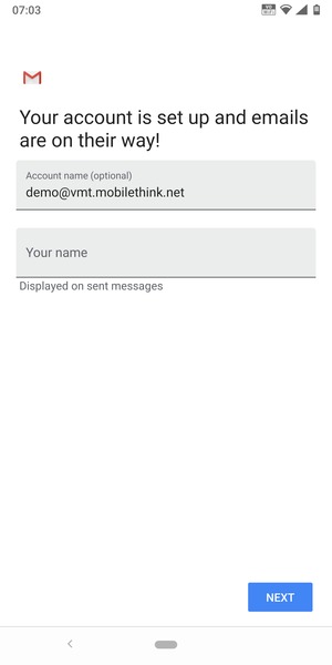 Give your account a name and enter your name. Select NEXT