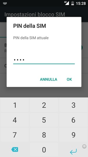 Inserisci PIN della SIM attuale e seleziona OK