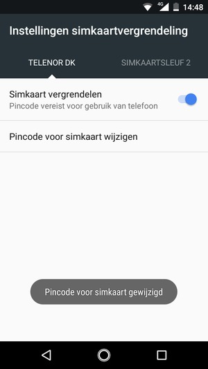 Uw Pincode voor simkaart is gewijzigd