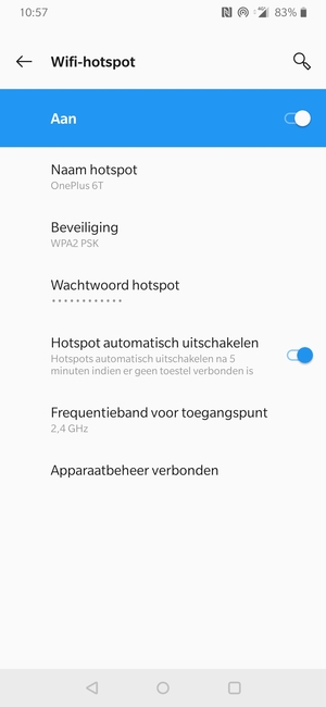 Uw telefoon is nu geïnstalleerd voor gebruik als modem