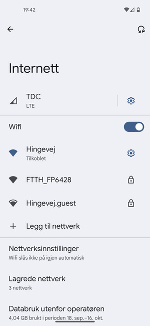 Du er nå koblet til Wi-Fi-nettverket