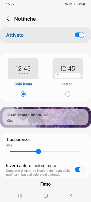 Seleziona le opzioni preferita e poi Fatto