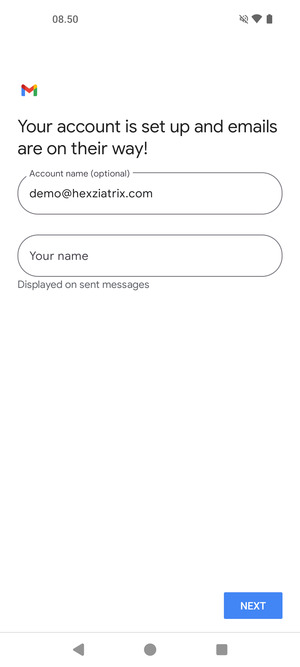 Give your account a name and enter your name. Select NEXT