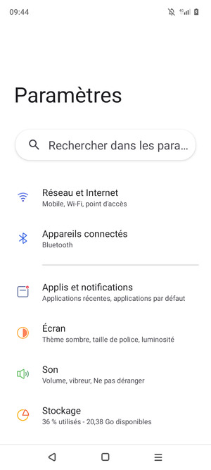 Sélectionnez Réseau et Internet