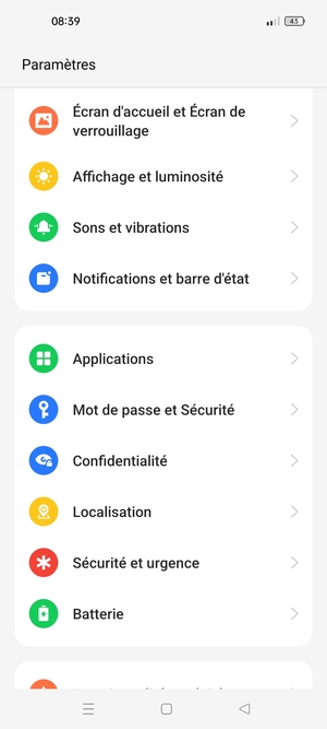 Faites défiler et sélectionnez Mot de passe et Sécurité