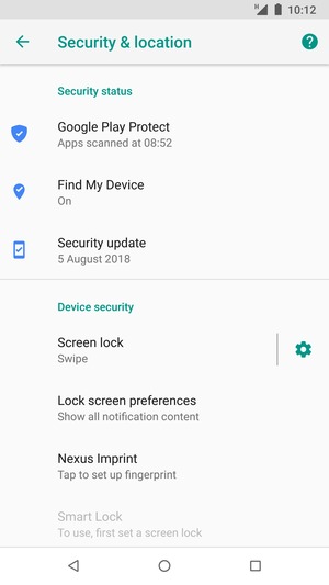 To activate your screen lock, go to the Security & location menu and select Screen lock