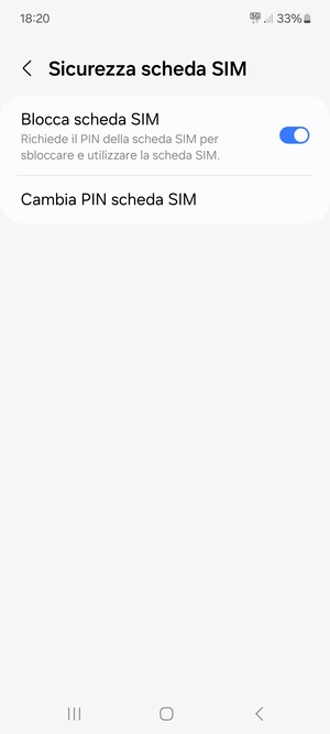 Seleziona Cambia PIN scheda SIM