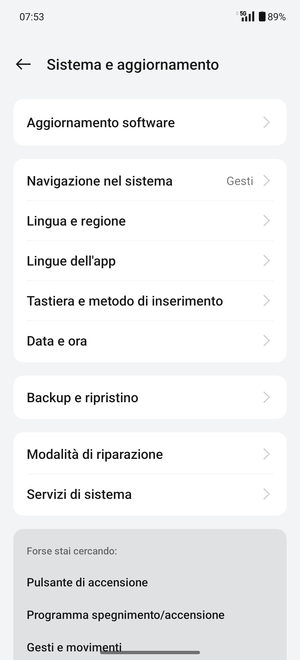 Seleziona Aggiornamento software