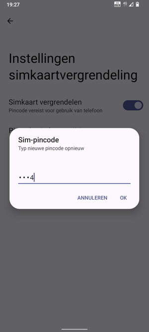Bevestig uw nieuwe sim-pincode en selecteer OK