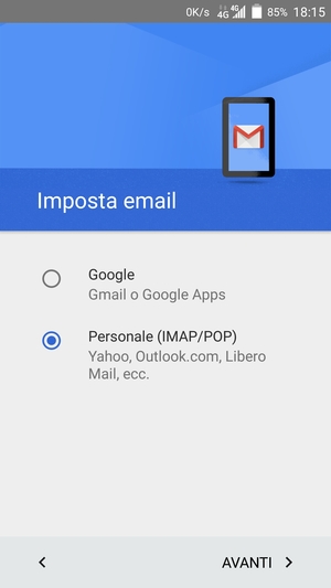 Seleziona Personale (IMAP/POP) e AVANTI