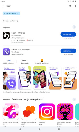 Selecteer de app