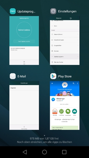 Apps nach oben streifen, um sie zu schliessen