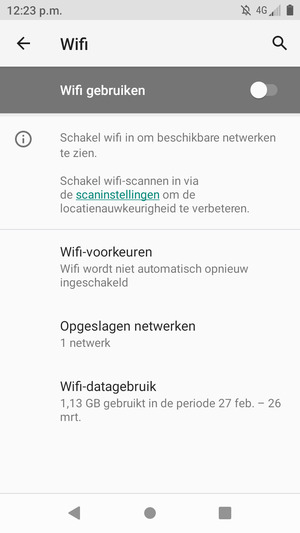 Schakel Wifi gebruiken in