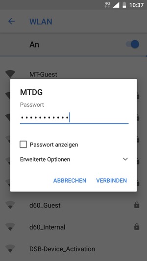 Geben Sie das WLAN-Passwort ein und wählen Sie VERBINDEN