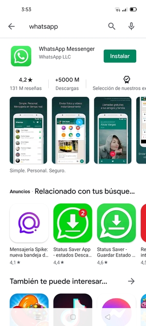 Seleccione la aplicación