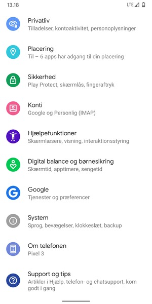 Scroll til og vælg System