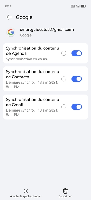 Vos informations seront synchronisées