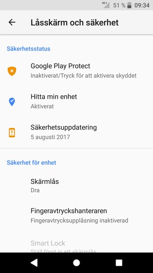 Välj Skärmlås
