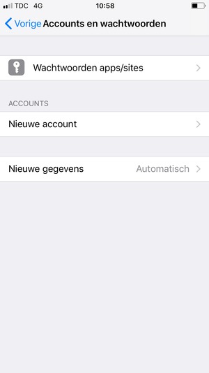 Selecteer Nieuwe account