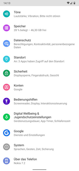 Scrollen Sie und wählen Sie Sicherheit