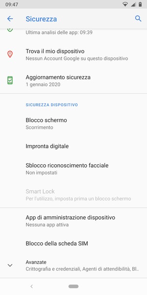 Scorri e seleziona Blocco della scheda SIM