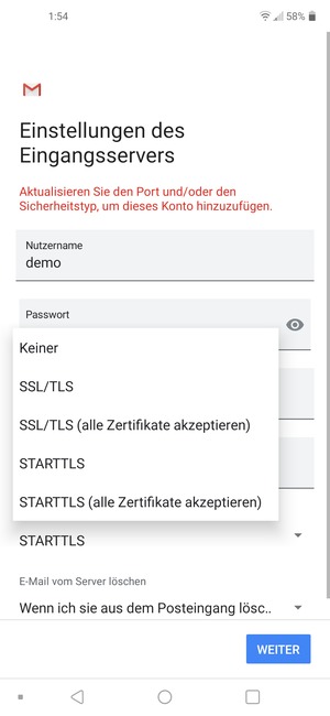 Wählen Sie Keiner und WEITER