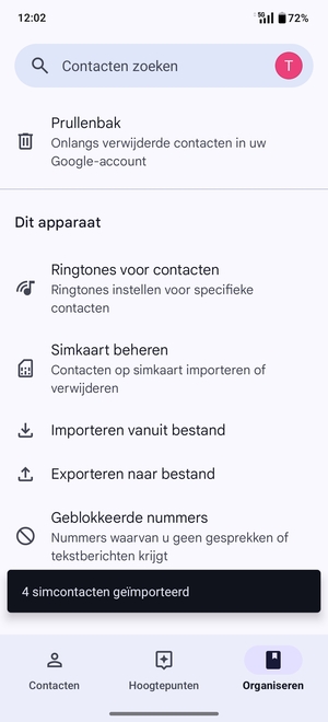 Uw contactpersonen worden opgeslagen naar uw Google-account en naar uw telefoon de volgende keer dat Google gesynchroniseerd wordt.