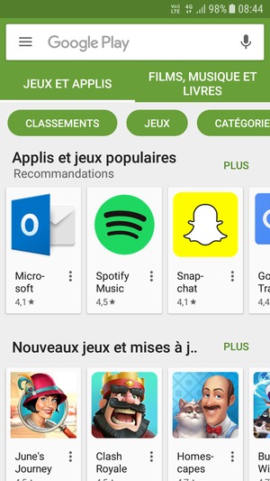 Sélectionnez la barre de Recherche