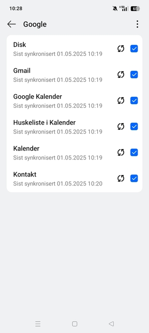 Din informasjon blir synkronisert